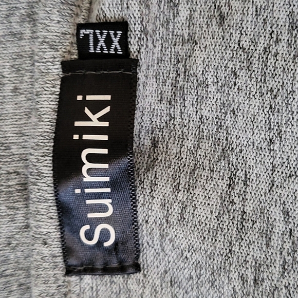 Suimiki heather gray tunic with striped sleeves and banded hem - Picture 9 of 10